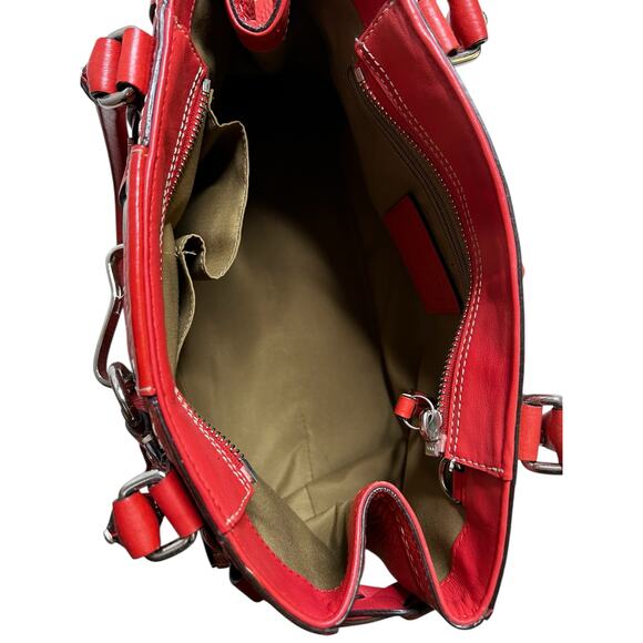 COACH Women Shoulder Bag Red F13084 Leather Tote Bag Hamptons casual / summer - Picture 7 of 12